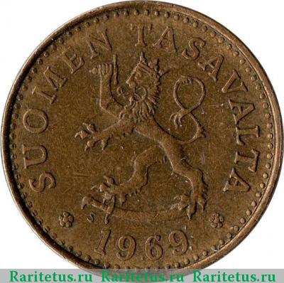 10 пенни (pennia) 1969 года S Финляндия