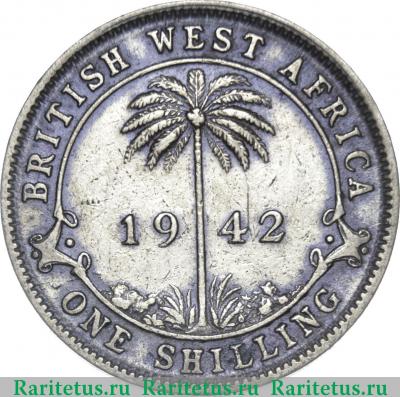 Реверс монеты 1 шиллинг (shilling) 1942 года   Британская Западная Африка