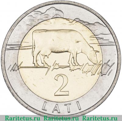 Реверс монеты 2 лата (lati) 2009 года  