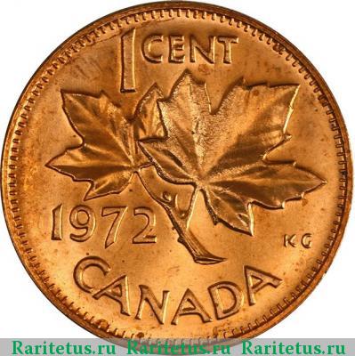 Реверс монеты 1 цент (cent) 1972 года  Канада