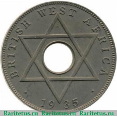 Реверс монеты 1/2 пенни (penny) 1935 года   Британская Западная Африка