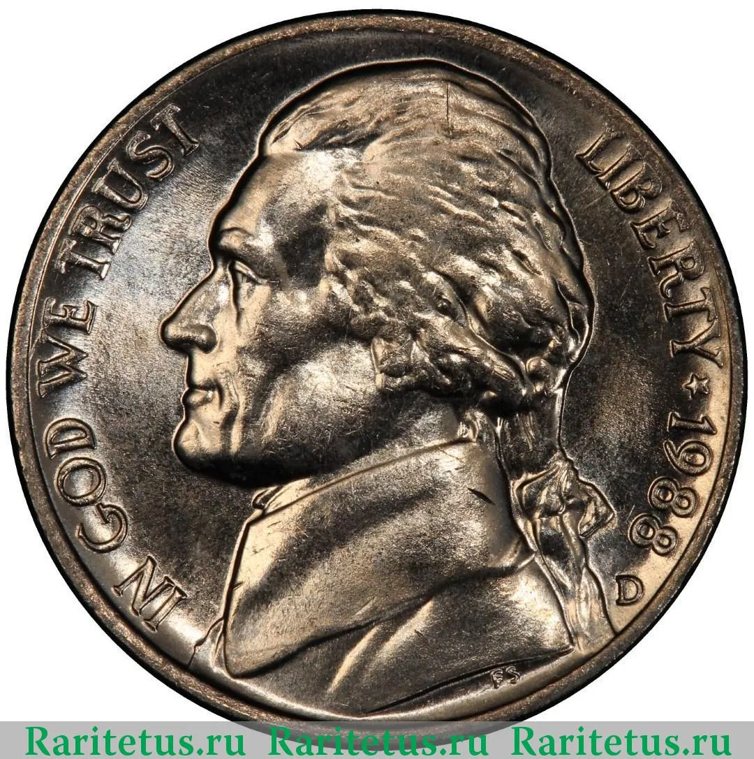 MOST DESH レア Цена монеты 5 центов (cents) 1988 года D, США 