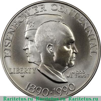1 доллар (dollar) 1990 года W США