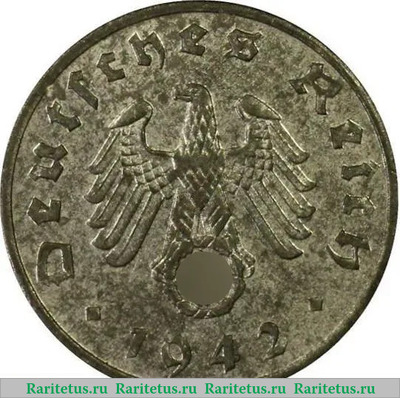 1 рейхспфенниг (reichspfennig) 1942 года  