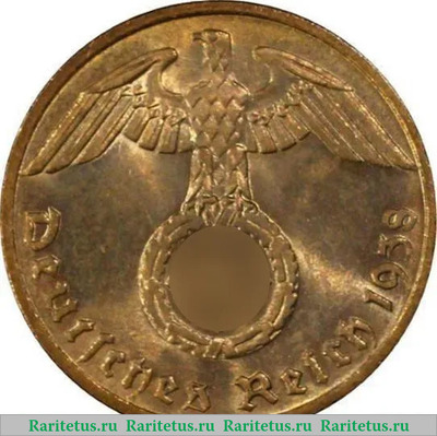 1 рейхспфенниг (reichspfennig) 1938 года  