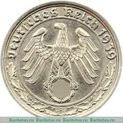 50 рейхспфеннигов (reichspfennig) 1939 года  никель