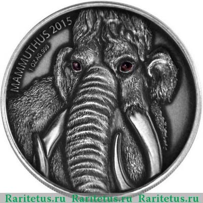 Реверс монеты 1000 франков (francs) 2015 года  мамонт Буркина Фасо