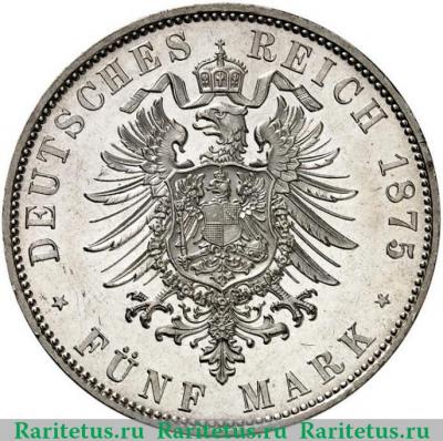Реверс монеты 5 марок (mark) 1875 года   Германия (Империя)
