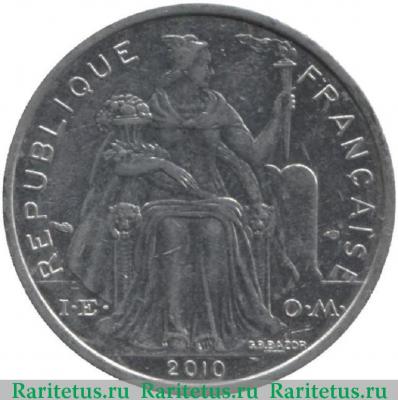 2 франка (francs) 2010 года   Французская Полинезия