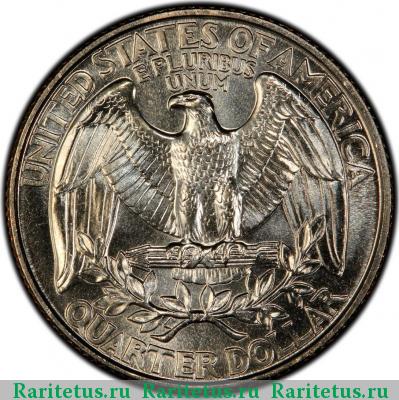 Реверс монеты 25 центов (квотер, 1/4 доллара, quarter dollar) 1996 года D США