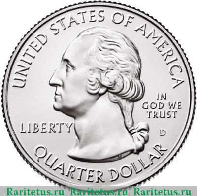 25 центов (квотер, 1/4 доллара, quarter dollar) 2016 года D лес Шони США
