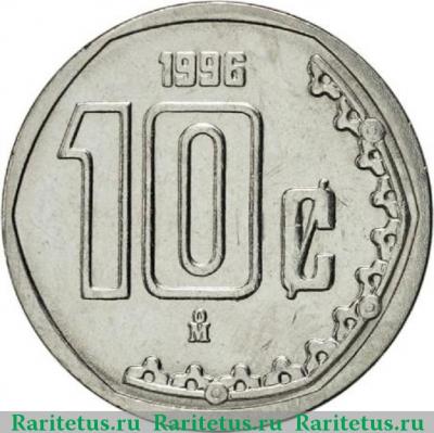 Реверс монеты 10 сентаво (centavos) 1996 года   Мексика