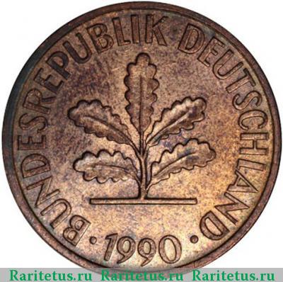 2 пфеннига (pfennig) 1990 года F 