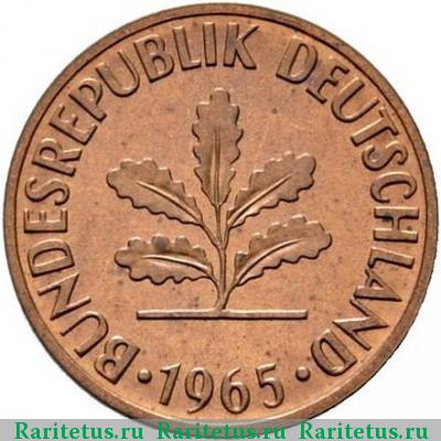 2 пфеннига (pfennig) 1965 года D 