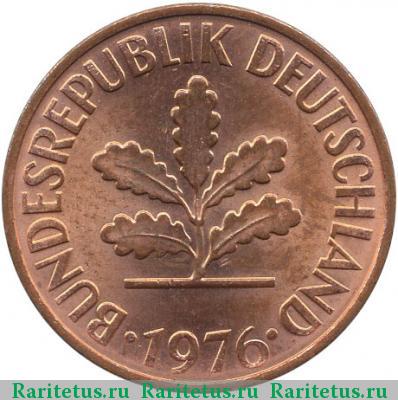 2 пфеннига (pfennig) 1976 года D 