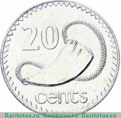 Реверс монеты 20 центов (cents) 1994 года   Фиджи