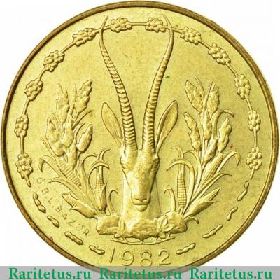 5 франков (francs) 1982 года   Западная Африка (BCEAO)