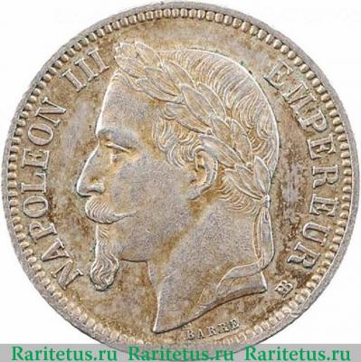 1 франк (franc) 1868 года BB  Франция
