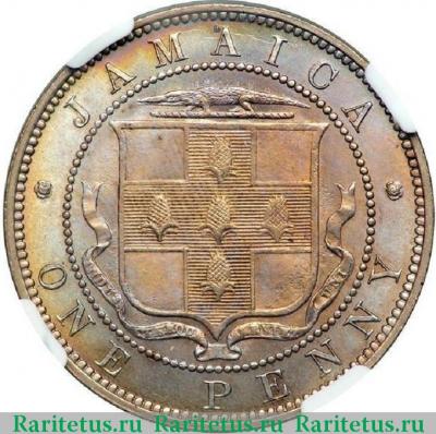 Реверс монеты 1 пенни (penny) 1887 года   Ямайка