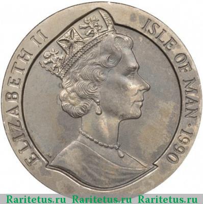 1 крона (crown) 1990 года  Чёрный пенни Остров Мэн