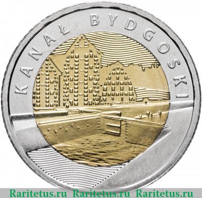 Реверс монеты 5 злотых (zlotych) 2015 года  канал Польша