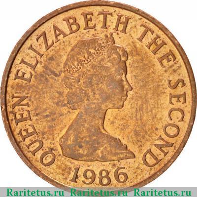 1 пенни (penny) 1986 года  Джерси