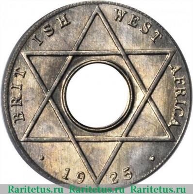 Реверс монеты 1/10 пенни (penny) 1925 года H  Британская Западная Африка