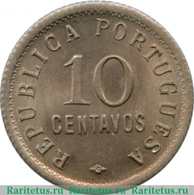Реверс монеты 10 сентаво (centavos) 1922 года   Ангола