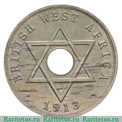 Реверс монеты 1 пенни (penny) 1913 года   Британская Западная Африка