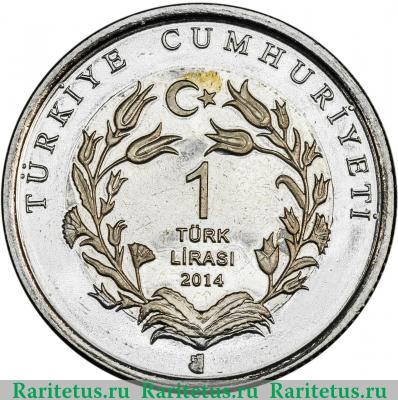 1 лира (lirasi) 2014 года  лошадь Турция