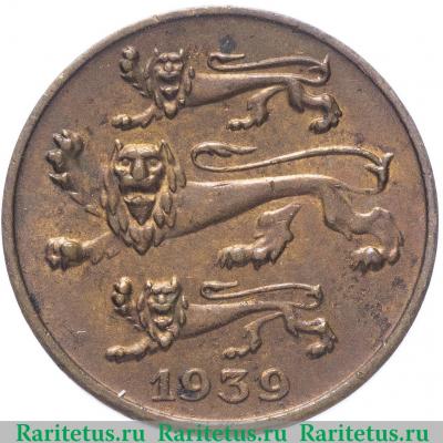 1 сент (sent) 1939 года   Эстония