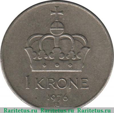 Реверс монеты 1 крона (krone) 1976 года  Норвегия