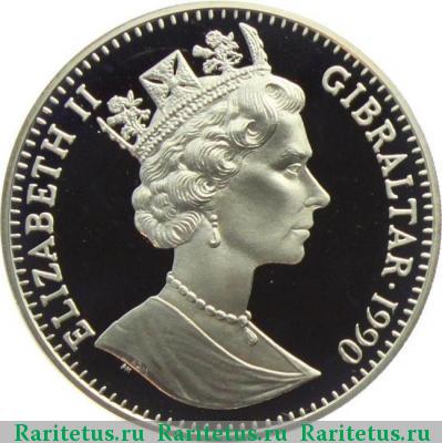 1 крона (crown) 1990 года  Гибралтар proof