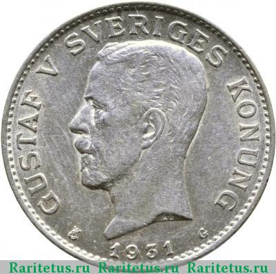 1 крона (krona) 1931 года  Швеция