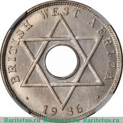 Реверс монеты 1/2 пенни (penny) 1936 года H  Британская Западная Африка