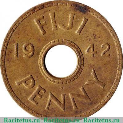 Реверс монеты 1 пенни (penny) 1942 года   Фиджи