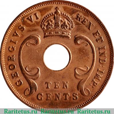 10 центов (cents) 1942 года I  Британская Восточная Африка