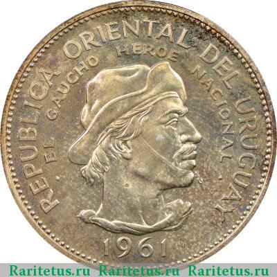 10 песо (pesos) 1961 года  Уругвай