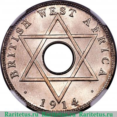 Реверс монеты 1/2 пенни (penny) 1914 года K  Британская Западная Африка