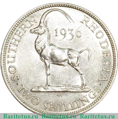 Реверс монеты 2 шиллинга (shillings) 1936 года   Южная Родезия
