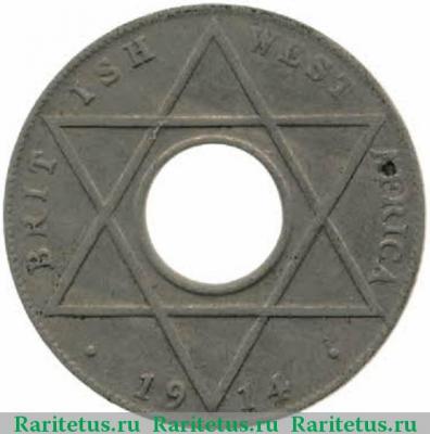 Реверс монеты 1/10 пенни (penny) 1914 года H  Британская Западная Африка