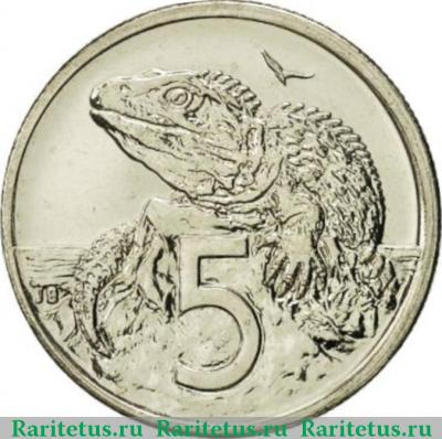 Реверс монеты 5 центов (cents) 2001 года   Новая Зеландия