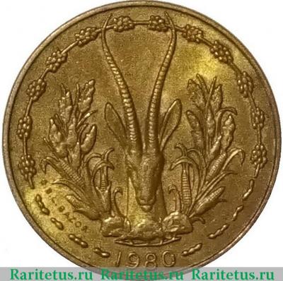10 франков (francs) 1980 года   Западная Африка (BCEAO)