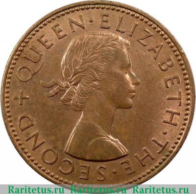 1/2 пенни (penny) 1963 года   Новая Зеландия