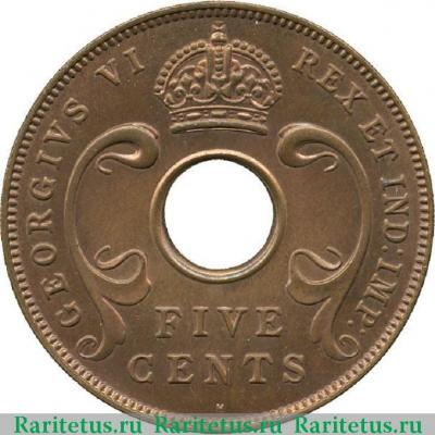 5 центов (cents) 1937 года H  Британская Восточная Африка