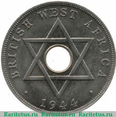 Реверс монеты 1 пенни (penny) 1944 года   Британская Западная Африка