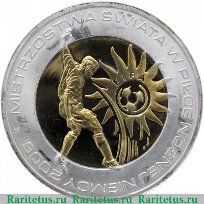 10 злотых (zlotych) 2006 года  футбол, середина с покрытием Польша proof