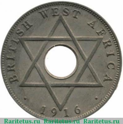 Реверс монеты 1/2 пенни (penny) 1916 года   Британская Западная Африка