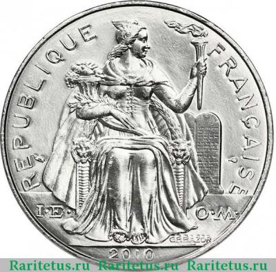 5 франков (francs) 2010 года   Новая Каледония