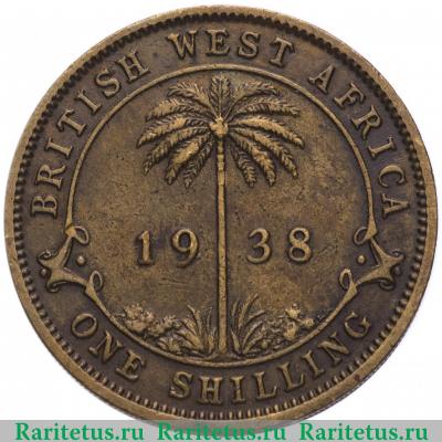 Реверс монеты 1 шиллинг (shilling) 1938 года   Британская Западная Африка